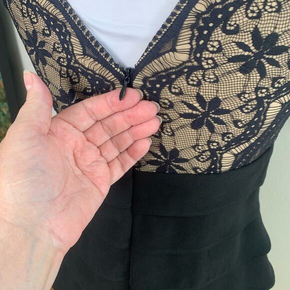 Jessica Howard Size 8P Petites Lace Bodice Artichoke Tiered Skirt Dress Black - Picture 11 of 16